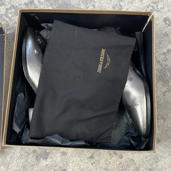 NIB Zadig & Voltaire Tyler Vintage Metallic Silver Star Ankle Boots Leather 41 - Picture 5 of 16